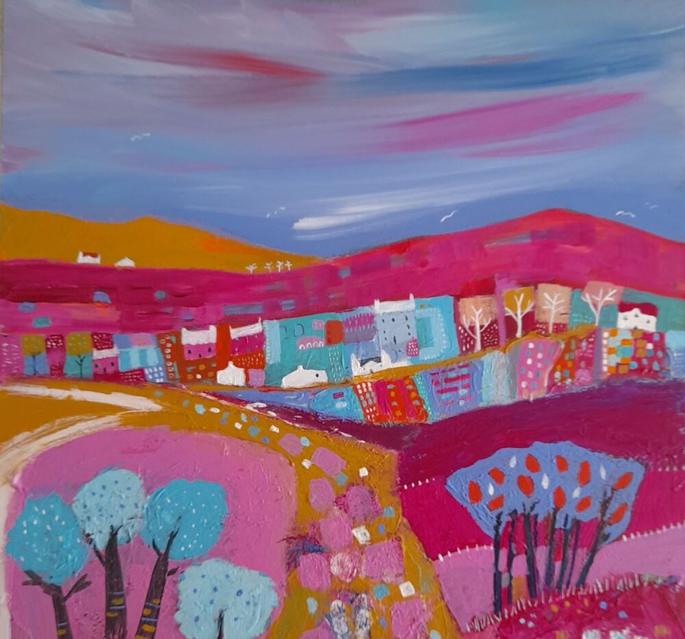 'Village in the Hills' by artist Morag Lloyds
